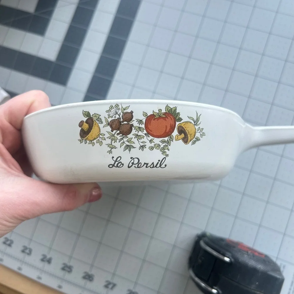Corning Ware Skillet Spice of Life 6.5 Inch White P-83-B Le Persil Vintage 70s